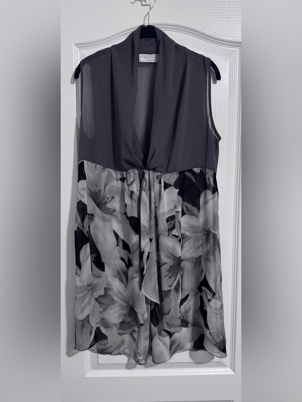 Simonton Says Draped Open Front Printed Sleeveless Chiffon Duster Vest size M